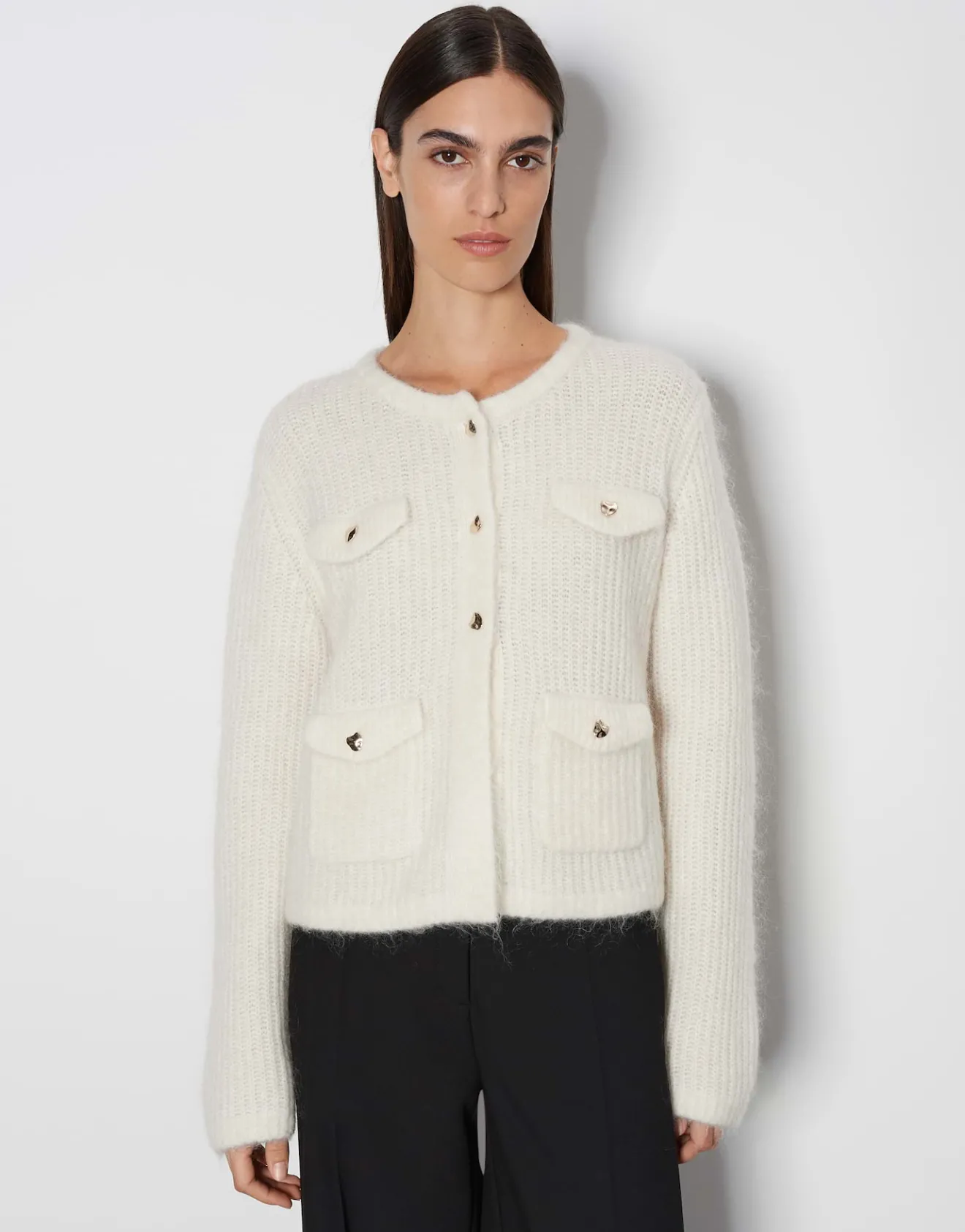 Cheap Grober Strickcardigan TINARA DETAIL mit Wolle und Mohair Strick