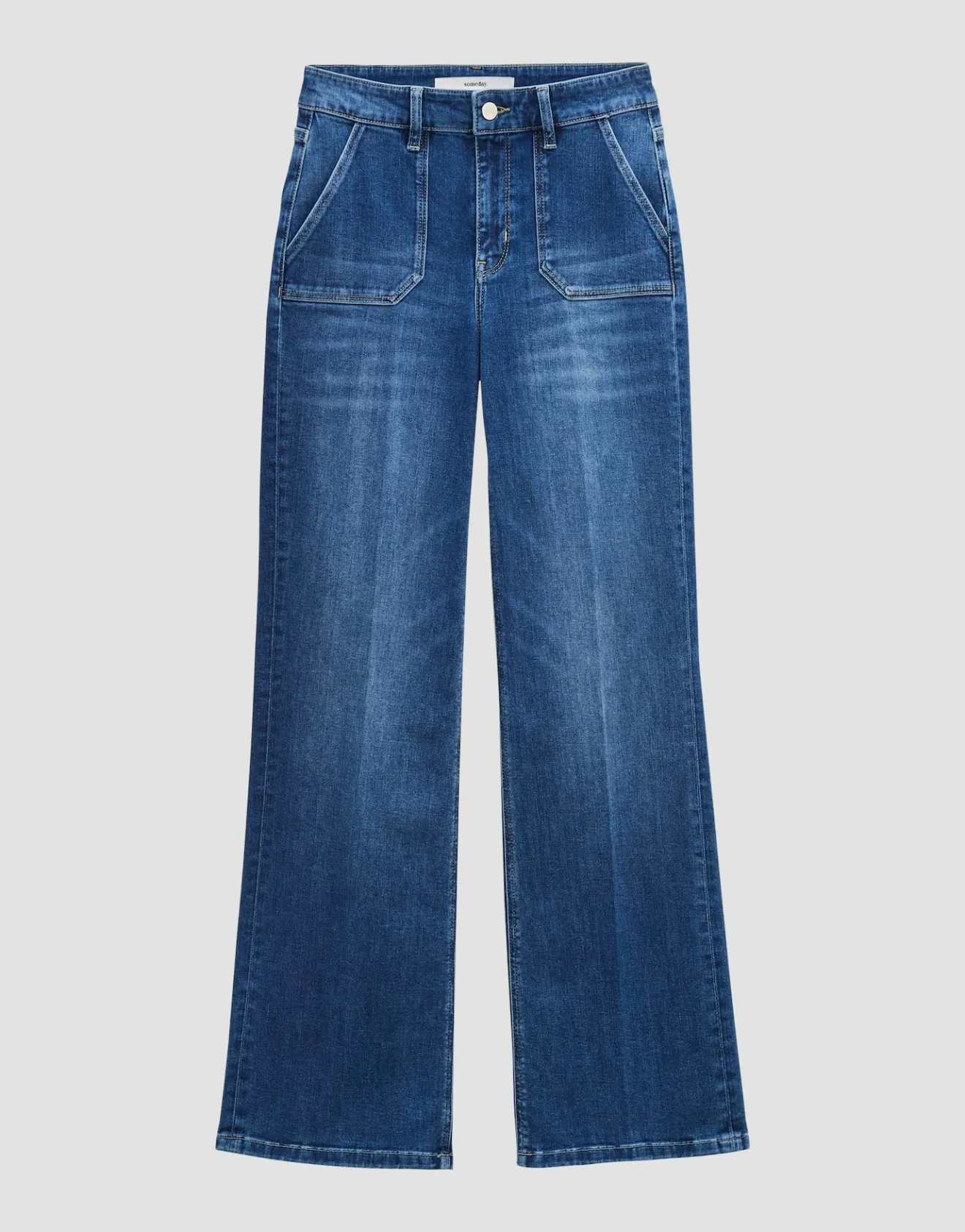 Best Sale Long Flared Jeans CARIE UTILITY Mid Rise aus stretchigem BCI Cotton Mix Jeans