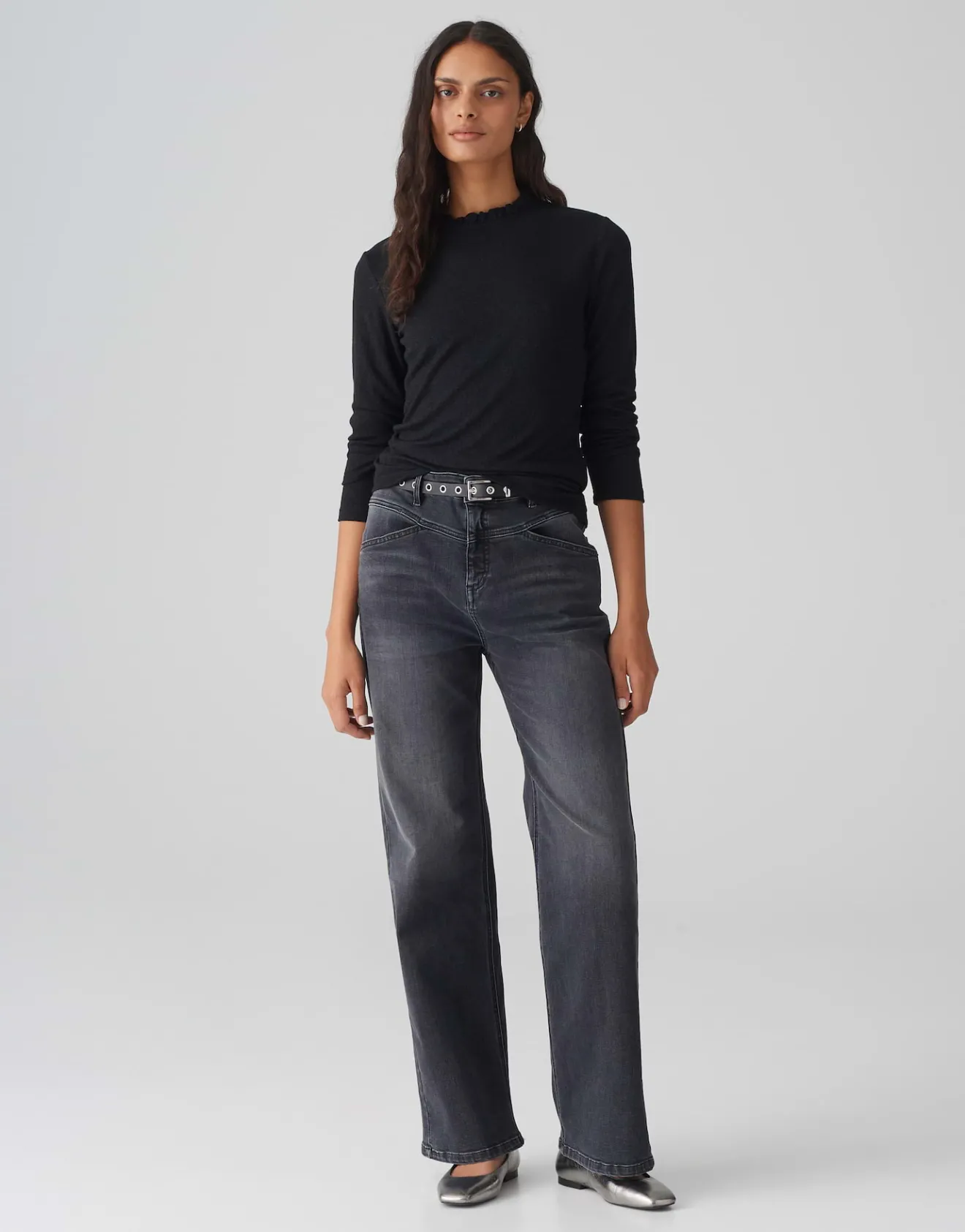 Online Longsleeve SANBA Slim aus schimmerndem Jersey Shirts