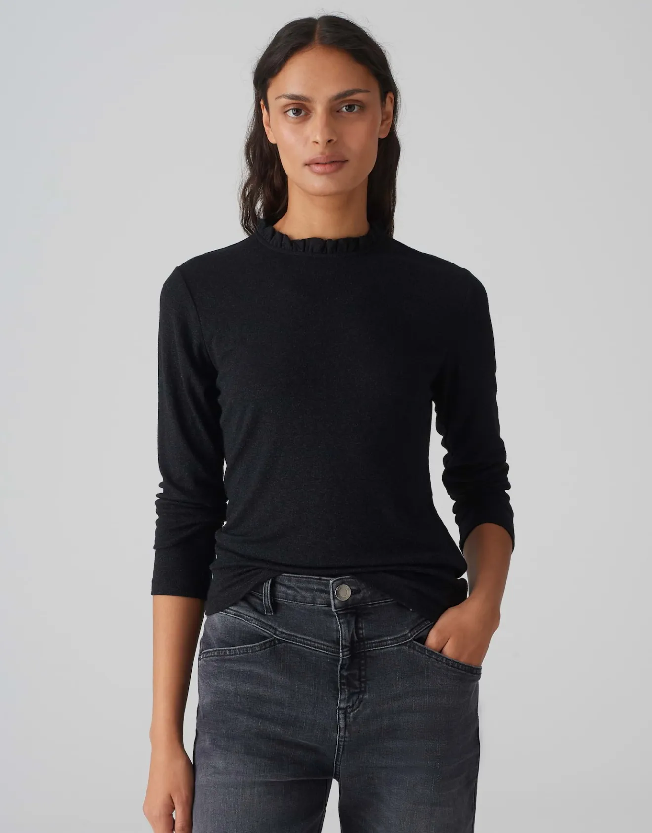 Online Longsleeve SANBA Slim aus schimmerndem Jersey Shirts
