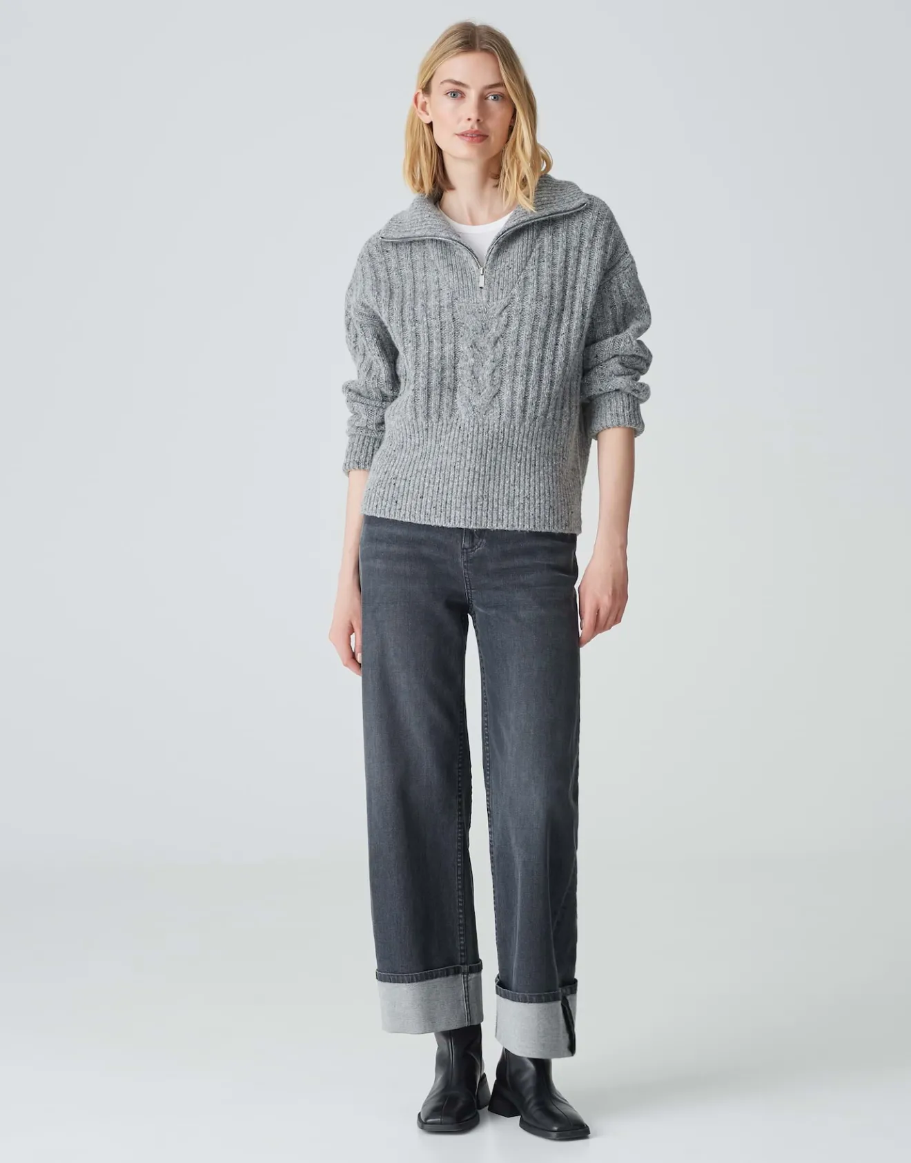 Online Strickpullover POPFY Loose aus Woll Mix Strick